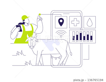 Monitoring health of livestock isolated cartoon vector illustrations. Monitoring health of livestock isolated cartoon vector illustrations. 136765194