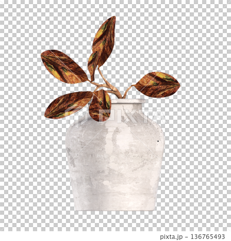 decorative flower in a pot isolate on a transparent background, 3D illustration, cg render decorative flower in a pot isolate on a transparent background, 3D illustration, cg render 136765493