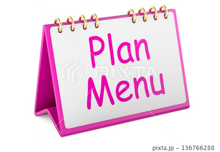 Plan Menu concept with desk calendar, meal planning concept. 3D rendering 136766288