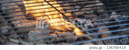 Banner BBQ Barbecue grilled meat stick on fire flame hot charcoal cooking outdoor. Banner Beef grilling picnic rib smoke bacon american cuisine. Grill pork heat bbq rack fire flame with copy space Banner BBQ Barbecue grilled meat stick on fire flame hot charcoal cooking outdoor. Banner Beef grilling picnic rib smoke bacon american cuisine. Grill pork heat bbq rack fire flame with copy space 136766419