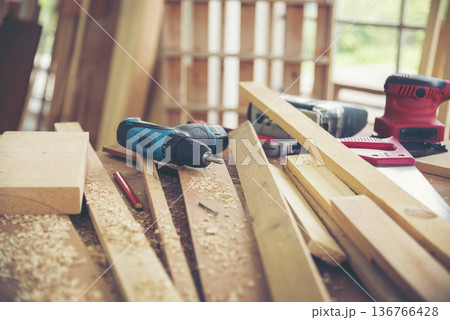 DIY craftsperson wood heap carpenter objects woodwork handyman desk. Architect tools with ruler measure hammer home improvement equipments. Wooden builder carpenter repairing construction workshop DIY craftsperson wood heap carpenter objects woodwork handyman desk. Architect tools with ruler measure hammer home improvement equipments. Wooden builder carpenter repairing construction workshop 136766428