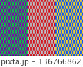 矢絣柄の文様 ツートンカラーの和柄模様 3種のパターン背景壁紙素材 136766862