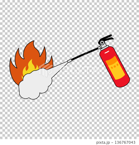 滅火器和燃燒的火焰滅火插圖 滅火器和燃燒的火焰滅火插圖 136767043