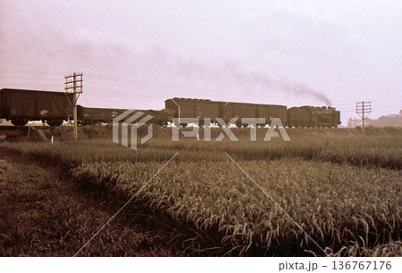 昭和42年　電化前の川越線　9600蒸気機関車牽引貨物列車　日進ー指扇　埼玉県　記録写真 136767176
