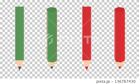 A simple 3DCG illustration of a pencil and a red pencil A simple 3DCG illustration of a pencil and a red pencil 136767430