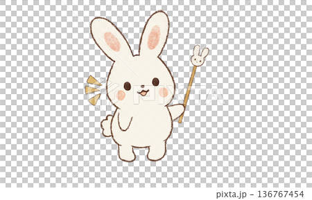 A rabbit explaining while facing left 136767454