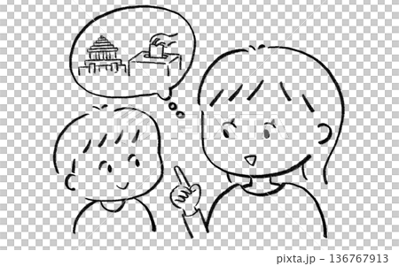 親子で政治や選挙について考えるイラスト 男の子と母親 親子で政治や選挙について考えるイラスト 男の子と母親 136767913