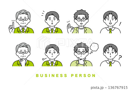 男性ビジネスパーソンのアイコンセットイラスト素材 136767915