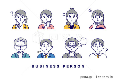 男女ビジネスパーソンのアイコンセットイラスト素材 136767916