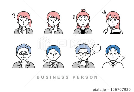 男女ビジネスパーソンのアイコンセットイラスト素材 136767920