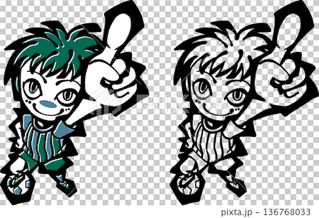 足球插畫（男孩、兒童、綠色、大笑、最佳、酷） 136768033