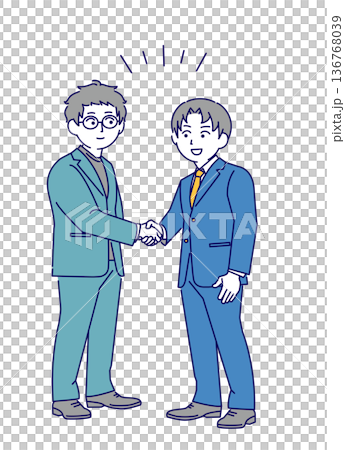 Illustration material of a businessman shaking hands Illustration material of a businessman shaking hands 136768039