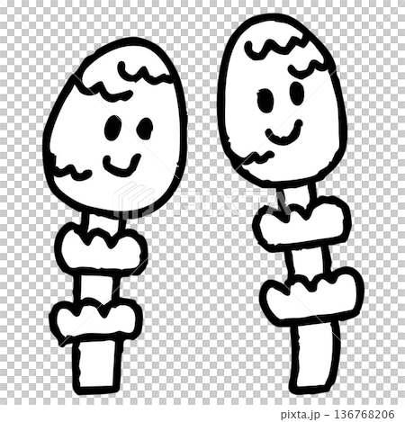 おたよりに使えるかわいいつくしのアイコン(モノクロ) おたよりに使えるかわいいつくしのアイコン(モノクロ) 136768206