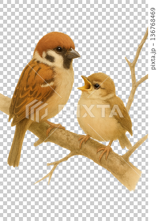 Bird parent and child illustration collection 136768469