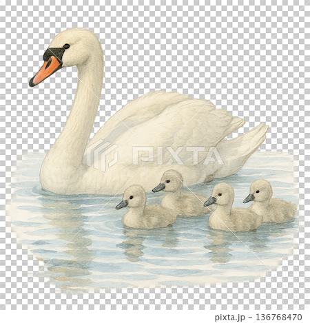 鳥類父母與幼鳥插畫集 136768470