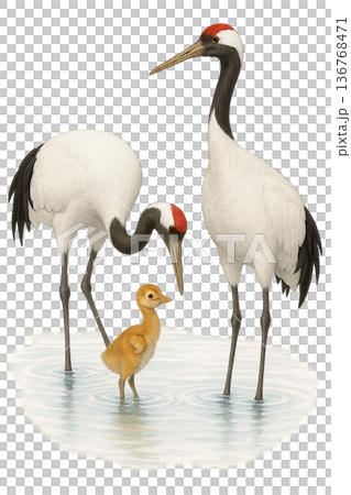 鳥類父母與幼鳥插畫集 136768471
