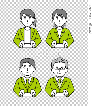 名刺交換をする男女ビジネスマンのイラスト素材 136768698