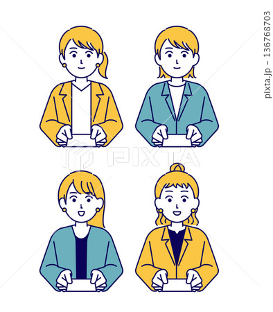 名刺交換をする女性ビジネスマンのイラスト素材 136768703
