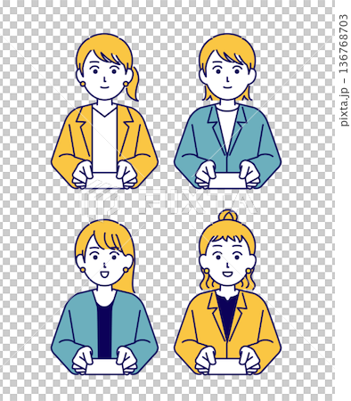 一位女商務人士交換名片的插畫素材 一位女商務人士交換名片的插畫素材 136768703