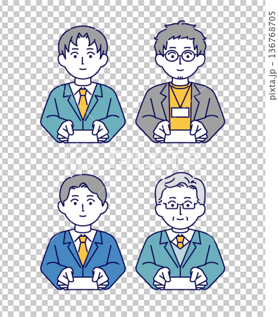 男性商務人士交換名片的插畫素材 136768705