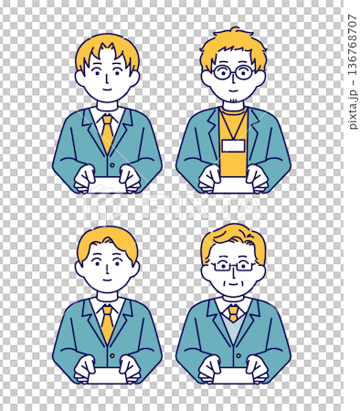 男性商務人士交換名片的插畫素材 136768707