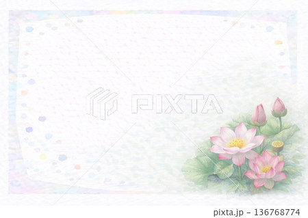 フレーム素材　花　ハス　蓮 136768774