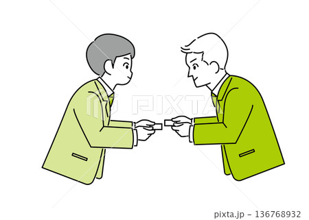 名刺交換をする男性ビジネスマンのイラスト素材 136768932