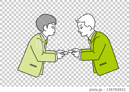 名刺交換をする男性ビジネスマンのイラスト素材 136768932