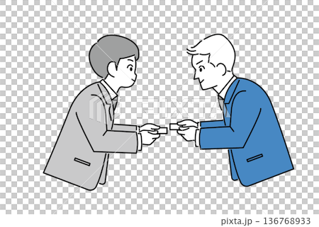 男性商務人士交換名片的插畫素材 男性商務人士交換名片的插畫素材 136768933