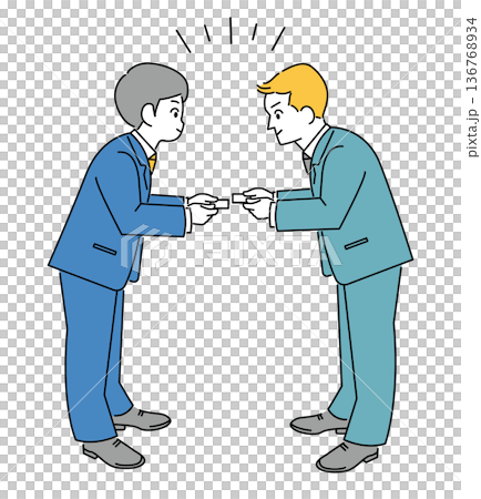 男性商務人士交換名片的插畫素材 男性商務人士交換名片的插畫素材 136768934