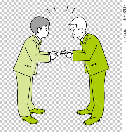 男性商務人士交換名片的插畫素材 男性商務人士交換名片的插畫素材 136768938