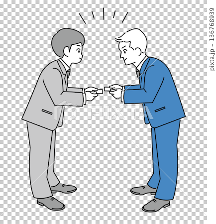 男性商務人士交換名片的插畫素材 男性商務人士交換名片的插畫素材 136768939