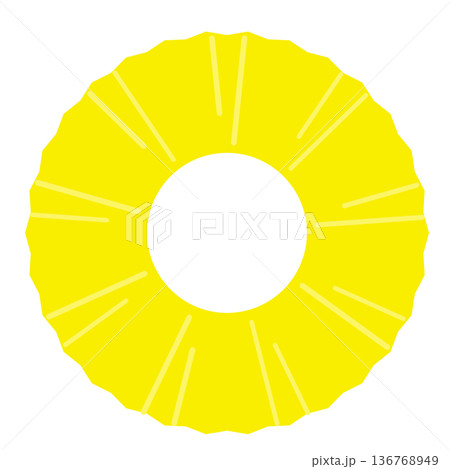 シンプルな輪切りパイナップルのトロピカルイラスト 136768949