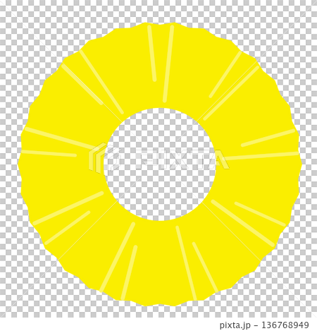 シンプルな輪切りパイナップルのトロピカルイラスト 136768949