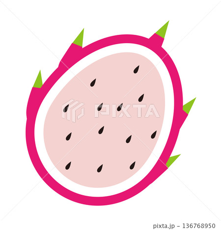 フレッシュなドラゴンフルーツの断面イラスト 136768950