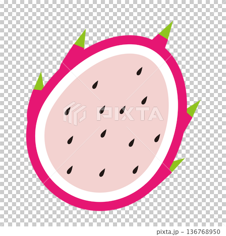 フレッシュなドラゴンフルーツの断面イラスト 136768950