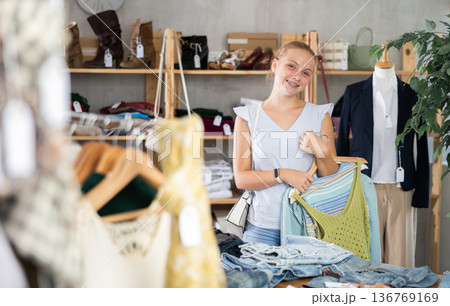 woman chooses a stylish look for the summer woman chooses a stylish look for the summer 136769169