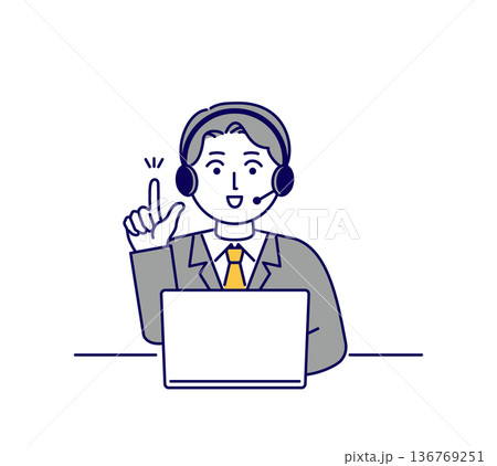 コールセンターの男性が通話するイラスト素材 136769251