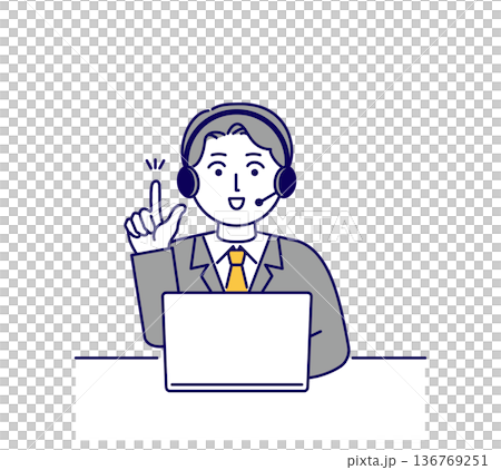 一名男子在呼叫中心通話的插圖 136769251