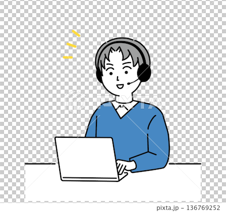 一名男子在呼叫中心通話的插圖 136769252