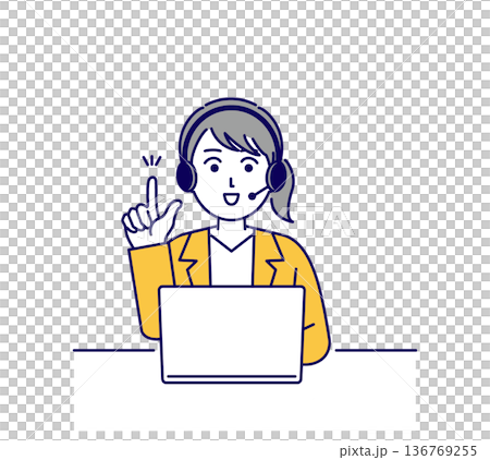 圖解：一名在呼叫中心工作的女性正在交談 136769255