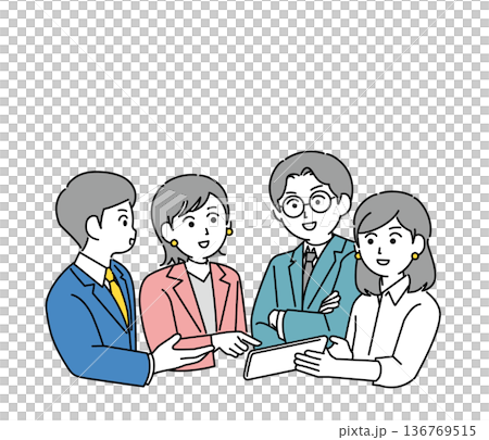 插畫資料:男女商務人士正在開會 插畫資料:男女商務人士正在開會 136769515