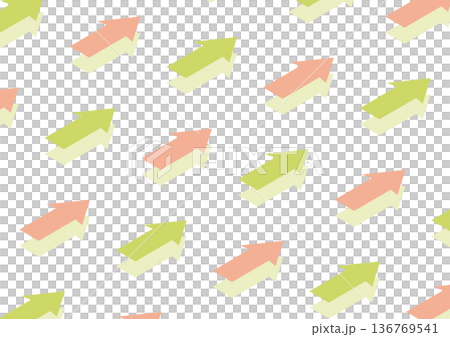 【背景透過】ピンクと黄緑の矢印が規則正しく並んでいるデザイン 【背景透過】ピンクと黄緑の矢印が規則正しく並んでいるデザイン 136769541