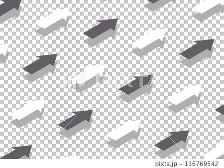 [Transparent background] A design with regularly-spaced white and gray arrows 136769542