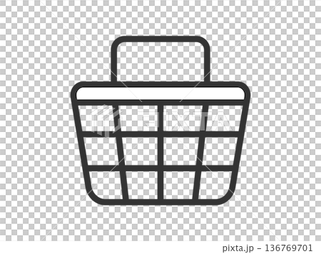 買い物かごのアイコン（線画）のイラスト 136769701