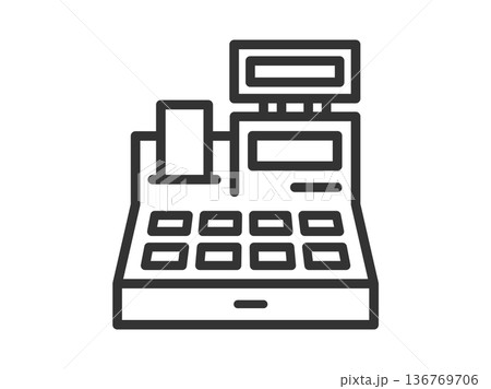 スーパーのレジのアイコン（線画）のイラスト 136769706