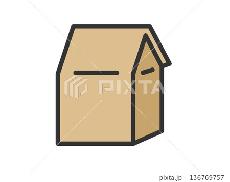 商品の入った、紙袋のアイコン(線画カラー)のイラスト 商品の入った、紙袋のアイコン(線画カラー)のイラスト 136769757