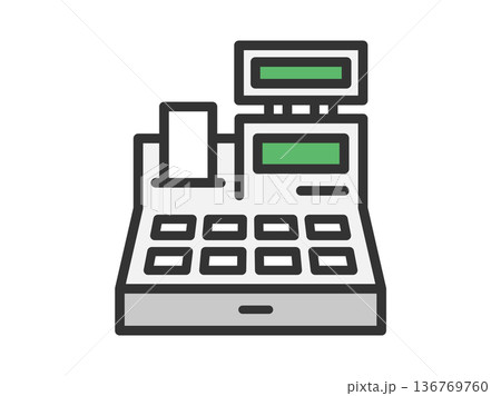 スーパーのレジのアイコン(線画カラー)のイラスト スーパーのレジのアイコン(線画カラー)のイラスト 136769760