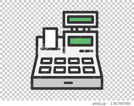スーパーのレジのアイコン(線画カラー)のイラスト スーパーのレジのアイコン(線画カラー)のイラスト 136769760