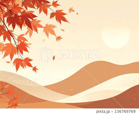 初秋の背景素材|パステル調の秋の葉フラットイラスト(アイキャッチ画像向け) 初秋の背景素材|パステル調の秋の葉フラットイラスト(アイキャッチ画像向け) 136769769